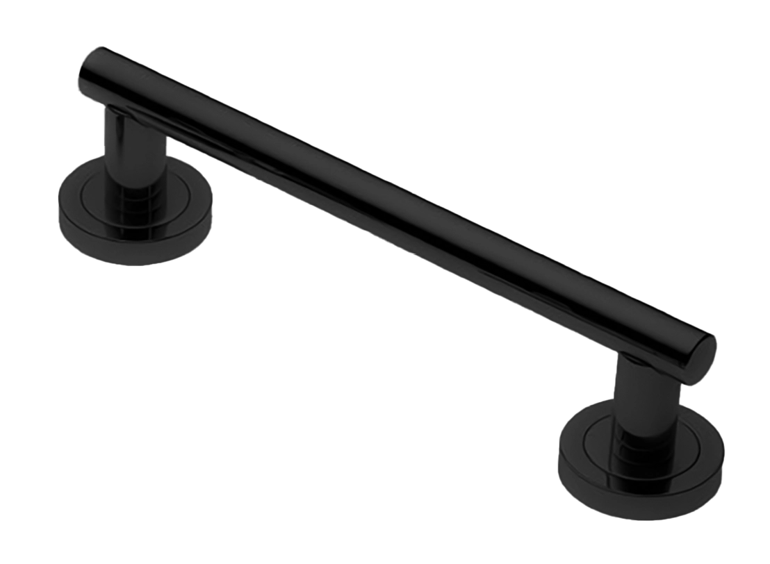 Ручка-скоба дверная CALLA PH 200MM NERO на круглой розетке, цвет черный, латунь фото купить Пенза