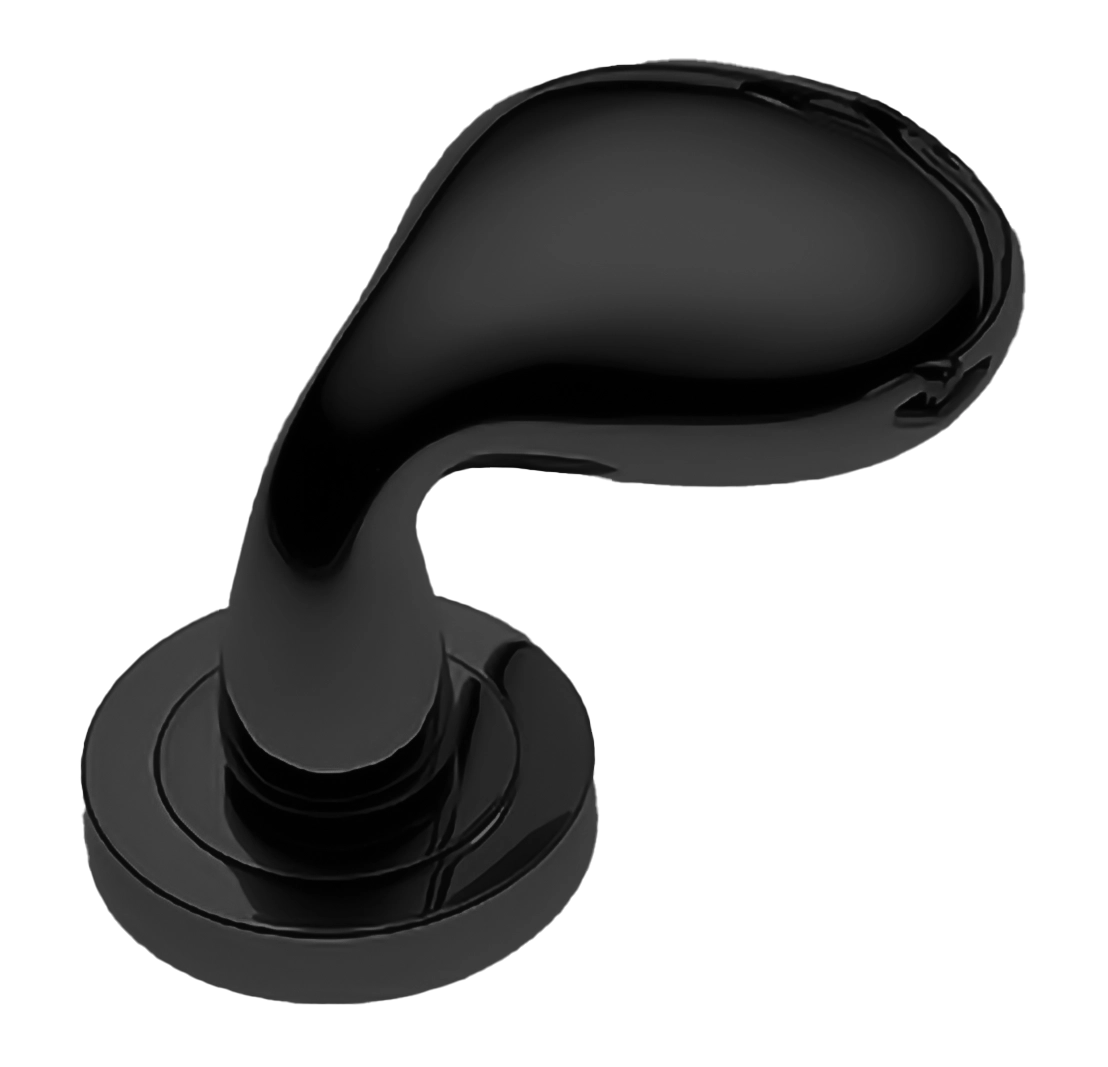 Ручка дверная SIENA-2 R2 NERO раздельная на круглой розетке, цвет черный, латунь фото купить Пенза