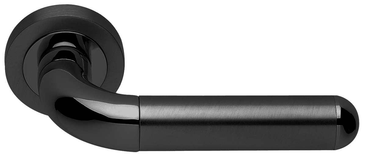 Ручка дверная GAVANA R2 NERO раздельная на круглой розетке, цвет черный, латунь фото купить Пенза