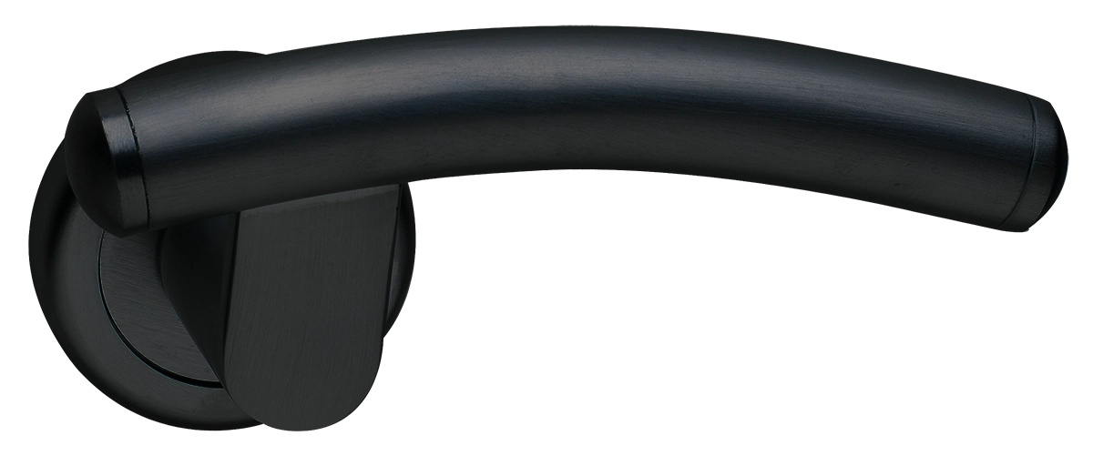 Ручка дверная LUNA R4 NERO раздельная на круглой розетке, цвет черный, латунь фото купить Пенза