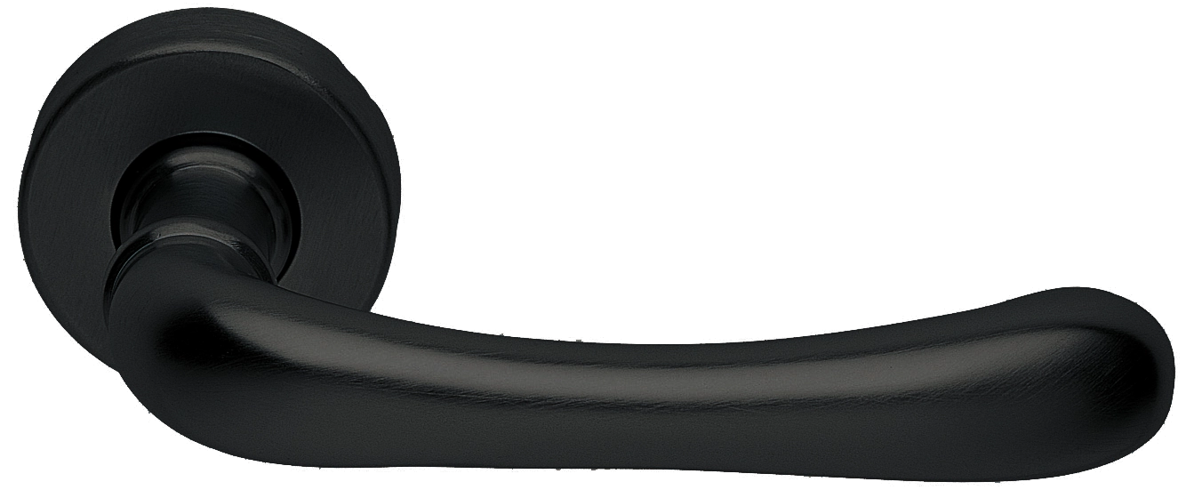 Ручка дверная RING R3-E NERO раздельная на круглой розетке, цвет черный, латунь фото купить Пенза