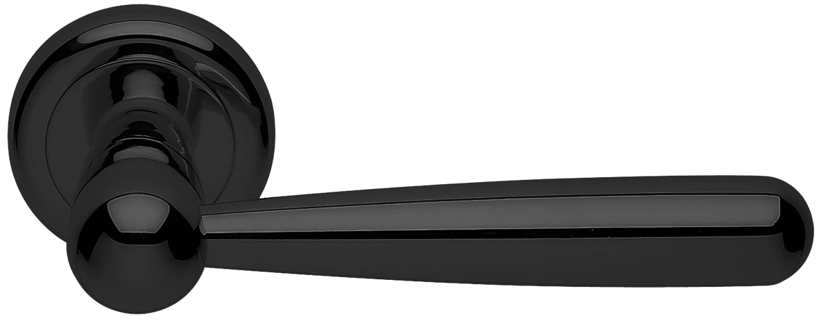 Ручка дверная PINOKKIO R4 NERO раздельная на круглой розетке, цвет черный, латунь фото купить Пенза