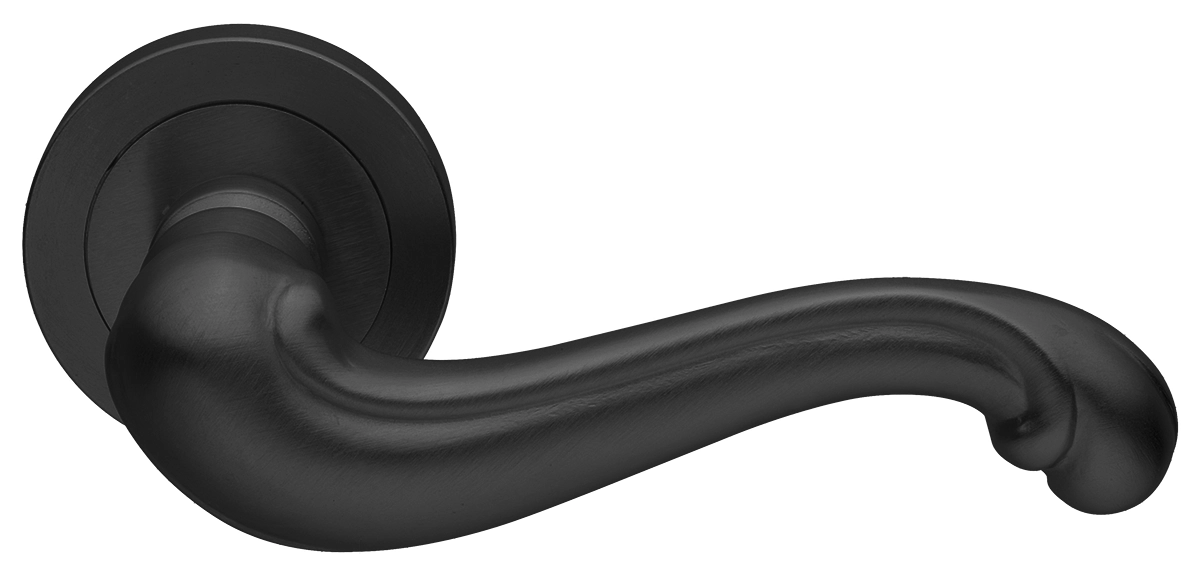 Ручка дверная BAROCCO R2 NERO раздельная на круглой розетке, цвет - черный фото купить Пенза