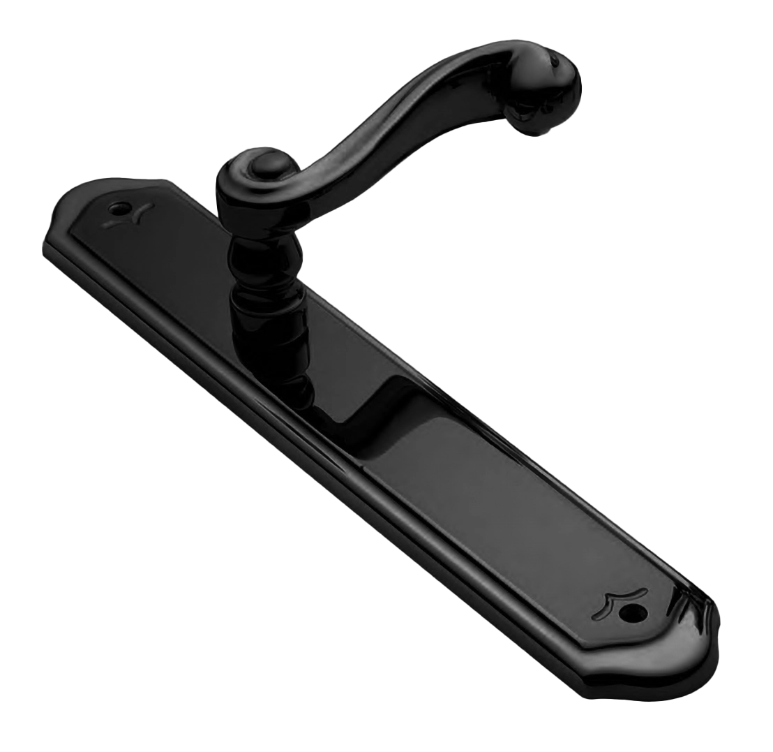 Ручка дверная PLAZA PL NERO на планке, цвет черный, латунь фото купить Пенза