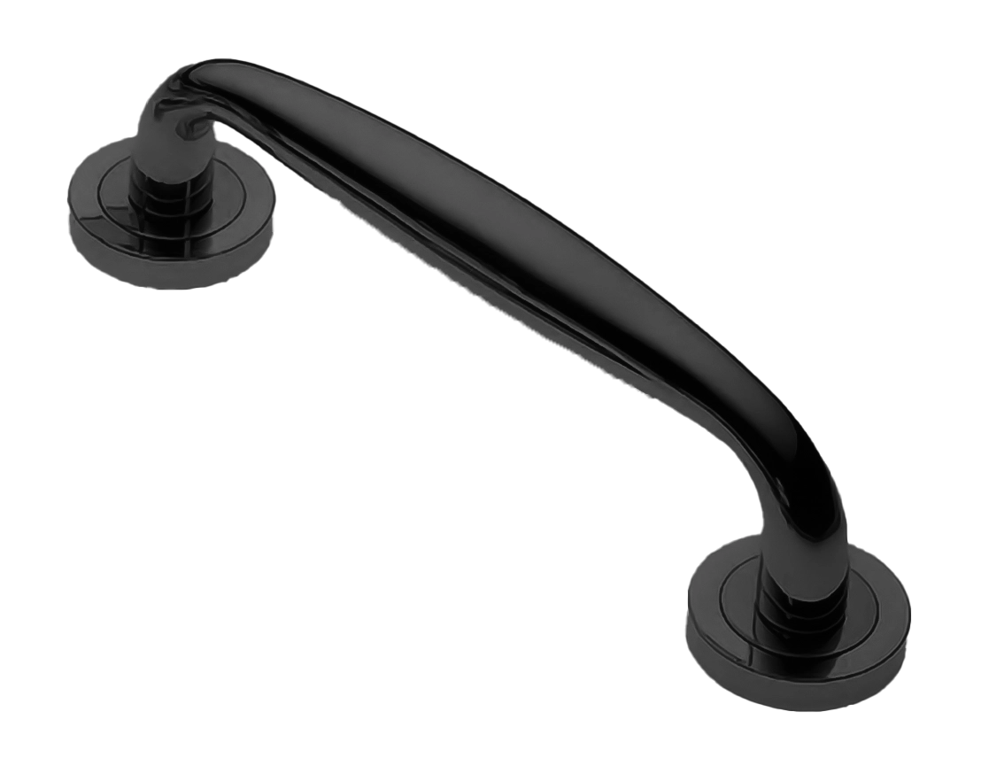 Ручка-скоба дверная Ручка-скоба дверная AIR W1 NERO на круглой розетке, цвет черный, латунь фото купить Пенза