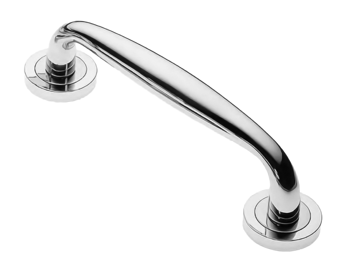 Ручка-скоба дверная Ручка-скоба дверная AIR W1 CRO на круглой розетке, цвет хром, латунь фото купить Пенза