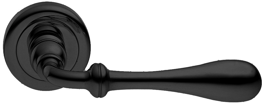 Ручка дверная MARY R4 NERO раздельная на круглой розетке, цвет - черный фото купить Пенза