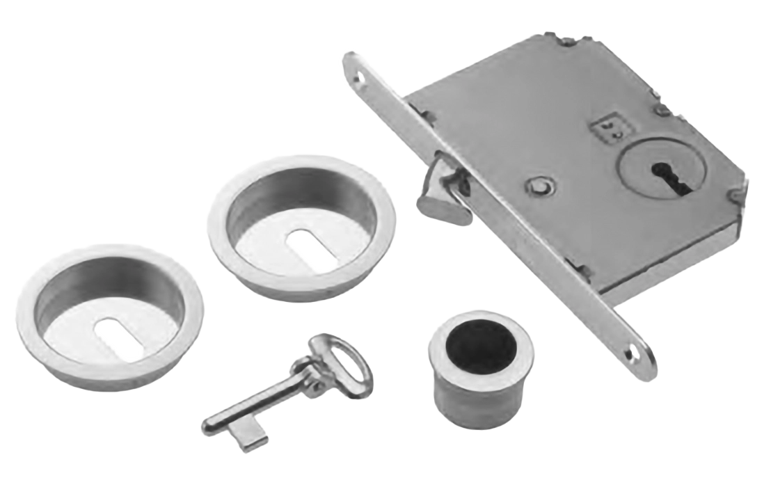 Комплект ручек для раздвижной двери ART.54/B CSA с пальчиковой ручкой, замком и ключом, цвет - матовый хром фото купить Пенза