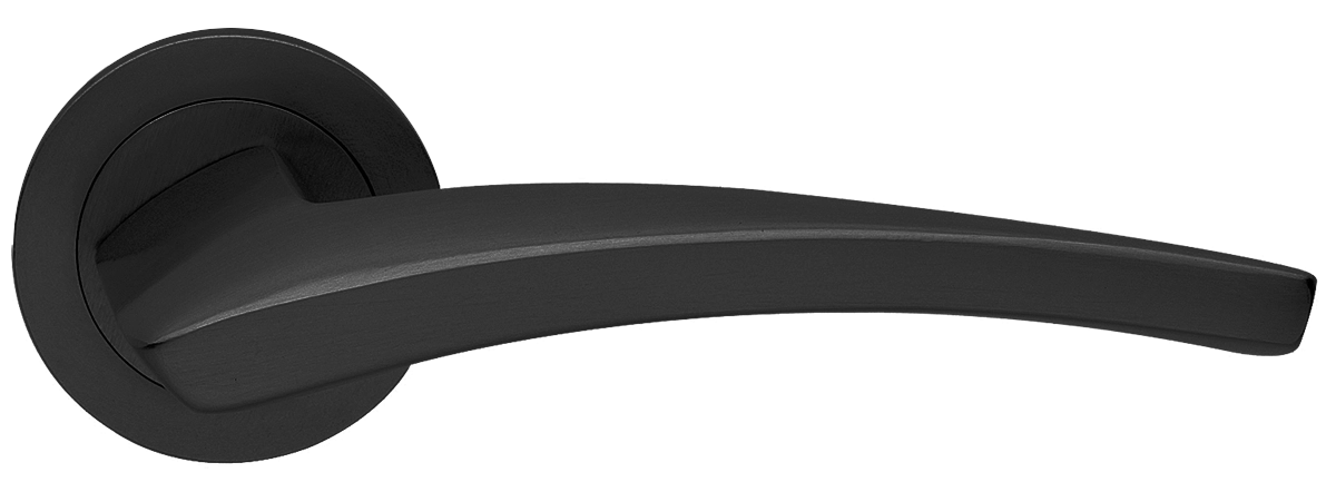 Ручка дверная WIND R2 NERO раздельная на круглой розетке, цвет черный, латунь фото купить в Пензе