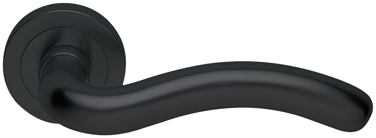 Ручка дверная SNAKE R2 NERO раздельная на круглой розетке, цвет черный, латунь фото купить в Пензе