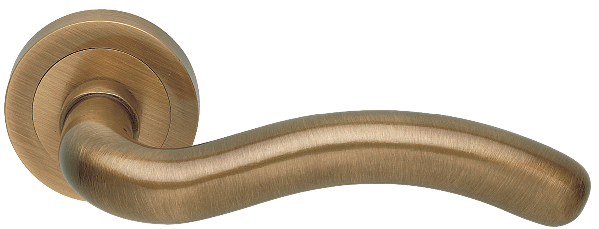 Ручка дверная SNAKE R2 BGO раздельная на круглой розетке, цвет матовая бронза, латунь фото купить в Пензе