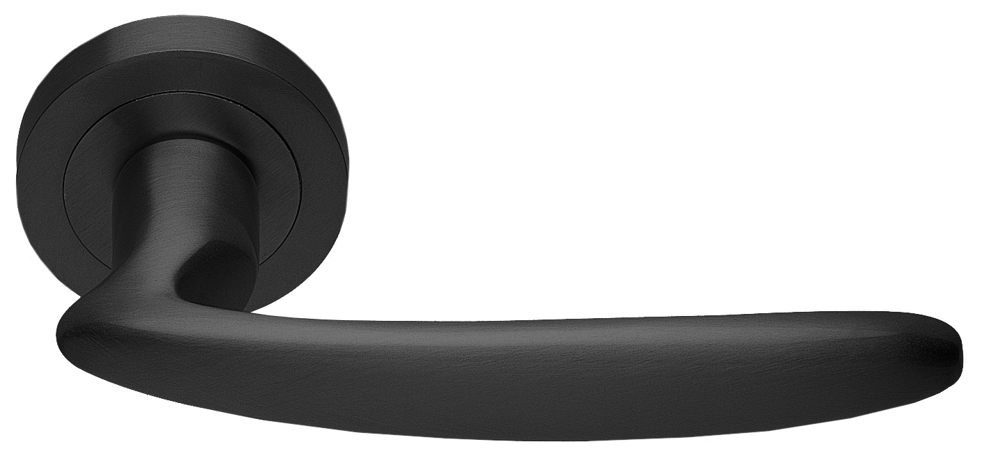 Ручка дверная FLAMINGO R2 NERO раздельная на круглой розетке, цвет черный, латунь фото купить в Пензе