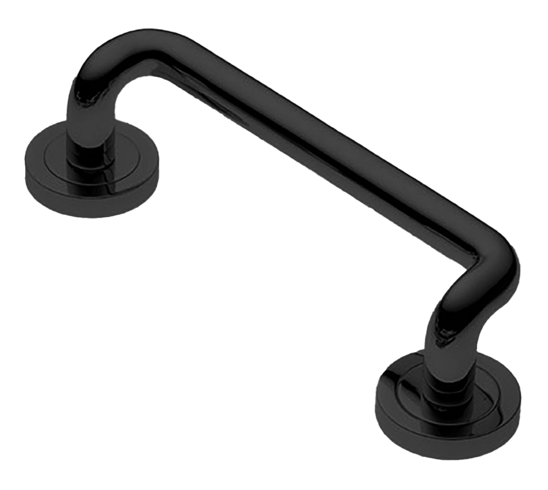 Ручка-скоба дверная SNAKE PH NERO на круглой розетке, цвет черный, латунь фото купить в Пензе