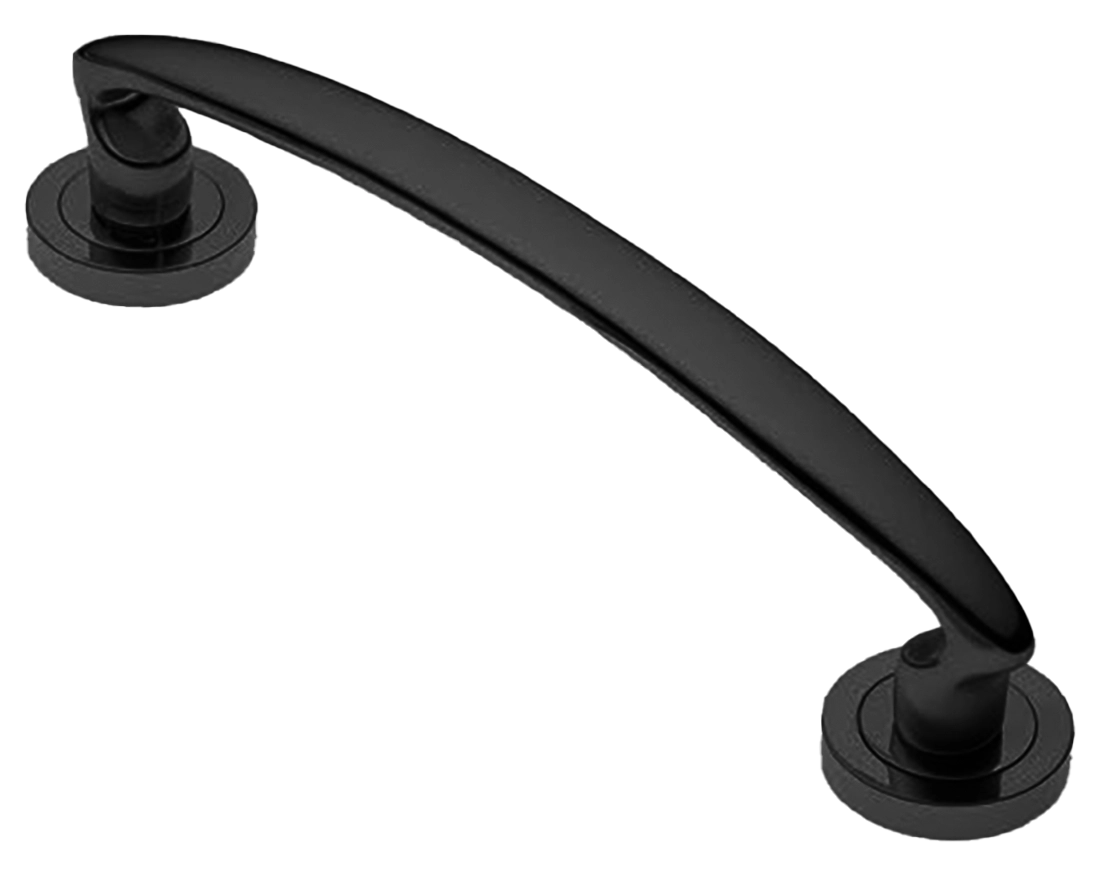 Ручка-скоба дверная FLAMINGO PH NERO на круглой розетке, цвет черный, латунь фото купить в Пензе