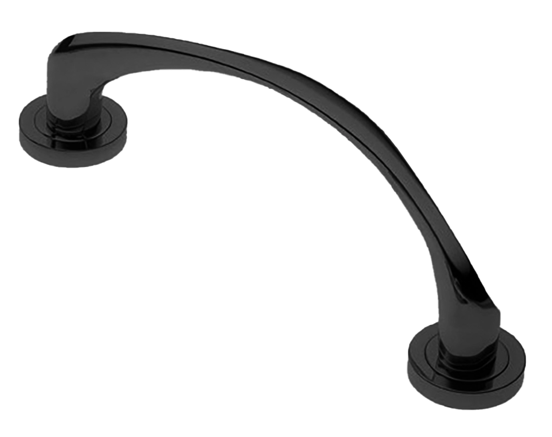 Ручка-скоба дверная COBRA PH NERO на круглой розетке, цвет черный, латунь фото купить в Пензе