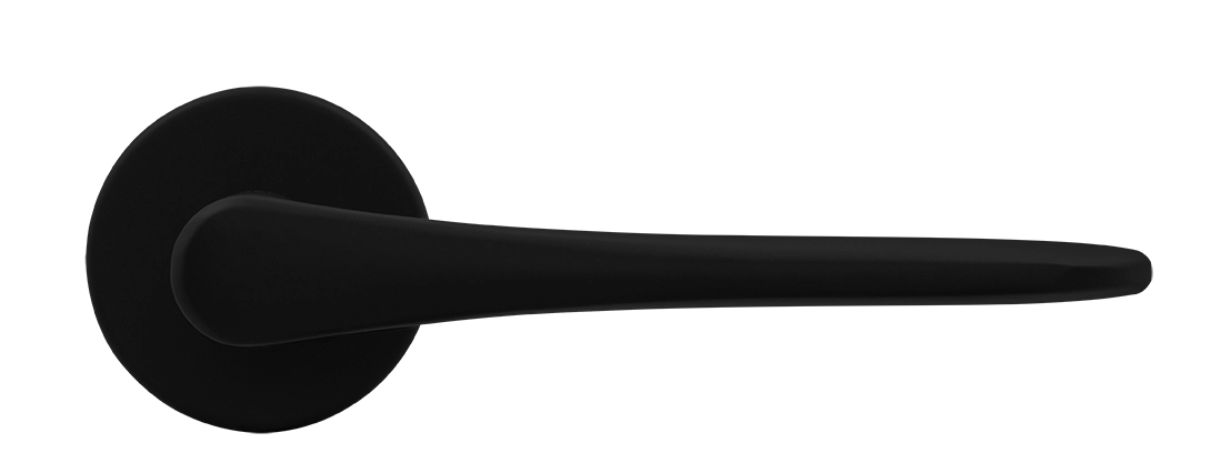 Ручка дверная AULA R5 NERO-ST на круглой розетке, цвет черный soft-touch, ЦАМ фото купить в Пензе