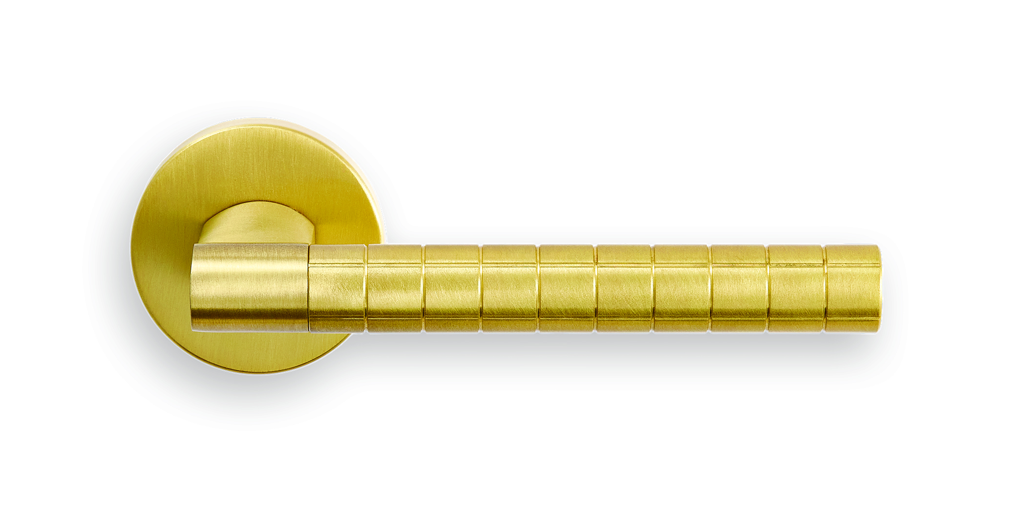 Ручка дверная HIDE VOLUME R6 OSA раздельная на круглой розетке, цвет матовое золото, латунь фото купить Пенза