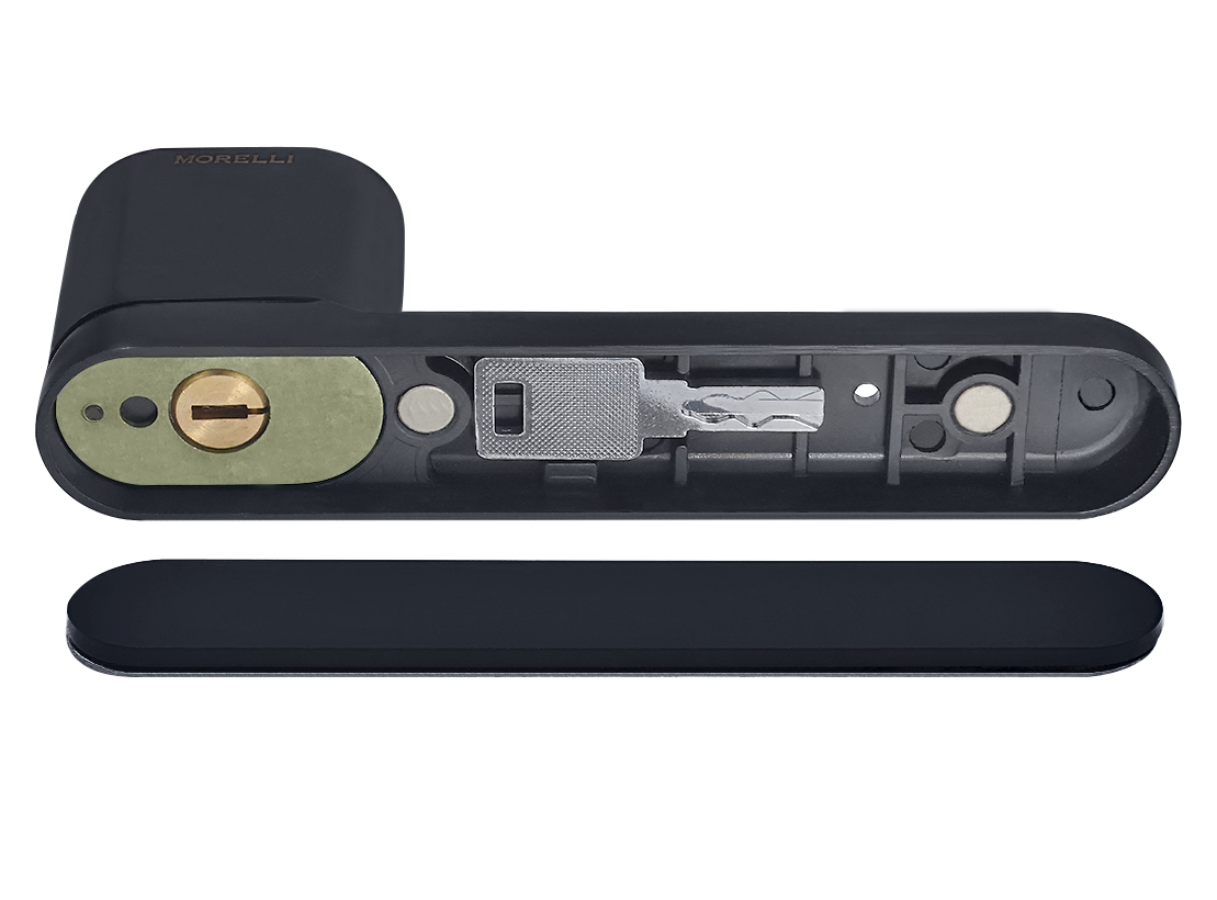 Ручка дверная MARACANA MH-62-R50 WD BL на скрытой овальной розетке с фиксатором, для дверей толщиной 50-65мм, цвет черный фото фурнитура Пенза