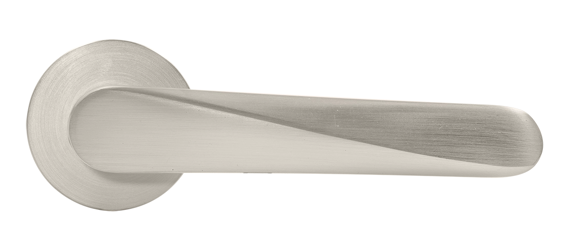 Ручка дверная CAYAN MH-58-R6 MSN раздельная на круглой розетке 6 мм, цвет матовый сатинированный никель, ЦАМ фото купить в Пензе