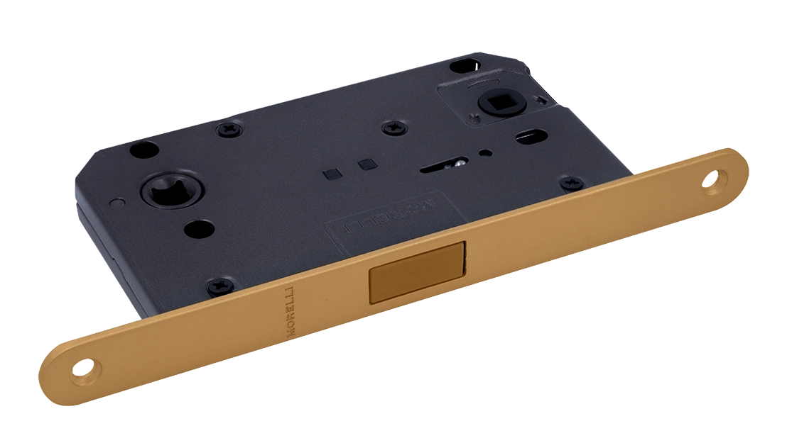 Защелка межкомнатная M1895 FTG с ответной планкой, магнитная сантехническая, цвет матовое итальянское золото фото купить Пенза