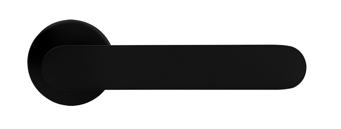 Ручка дверная LE BOAT R5 NERO-ST раздельная на круглой розетке, цвет черный soft-touch, латунь фото купить в Пензе