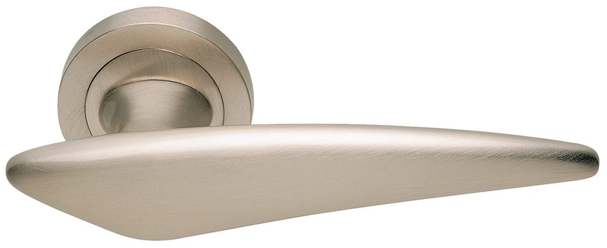 Ручка дверная BOLID R2 NIS раздельная на круглой розетке, цвет матовый никель, латунь фото купить Пенза