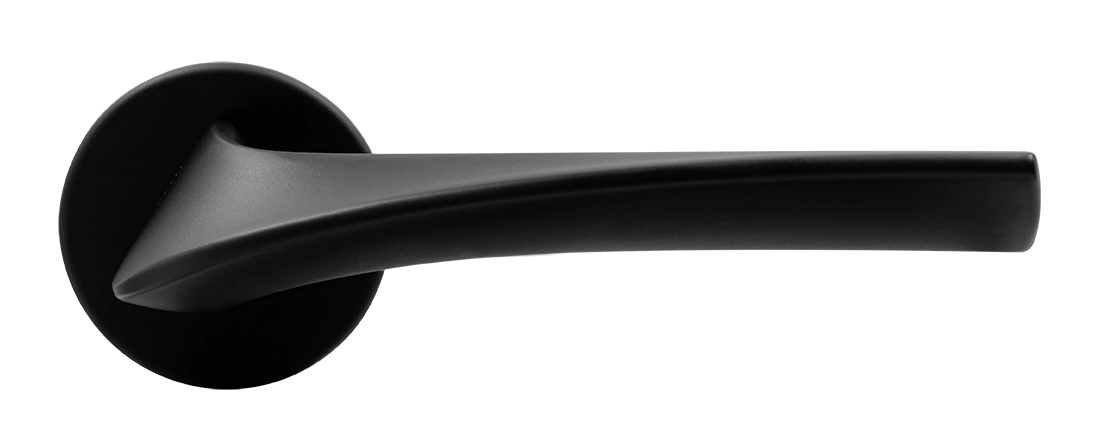 Ручка дверная COMETA R5 NERO-ST на круглой розетке цвет черный soft-touch, ЦАМ фото купить в Пензе