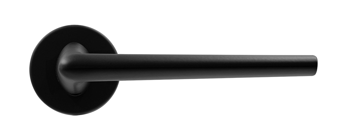 Ручка дверная THE FORCE R5 NERO-ST на круглой розетке, цвет черный soft-touch, ЦАМ фото купить в Пензе