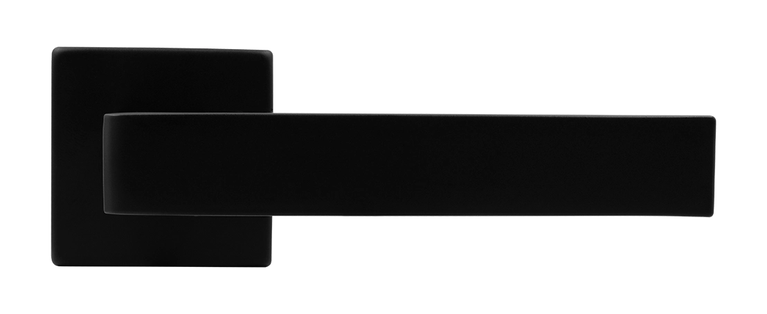 Ручка дверная HORIZONT S5 NERO-ST на квадратной розетке, цвет черный soft-touch, ЦАМ фото купить в Пензе