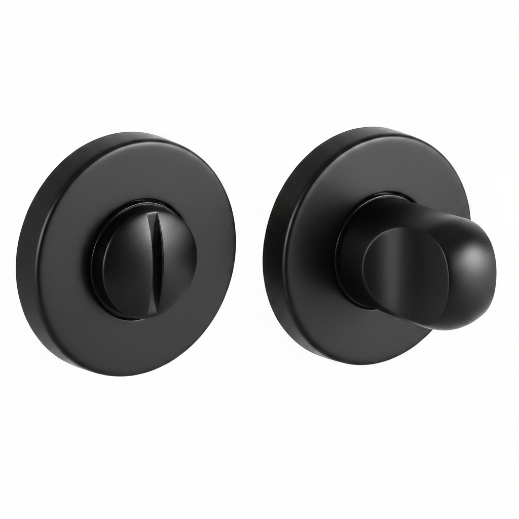 Завертка сантехническая LUX-WC-R3-E NERO-ST на круглой розетке цвет черный soft-touch, ЦАМ фото купить Пенза