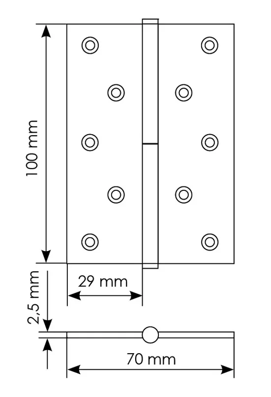 Петля карточная стальная разъемная MSND 100X70X2.5 SG L с подшипником левая, врезная на круглой оси, цвет матовое золото фото купить в Пензе