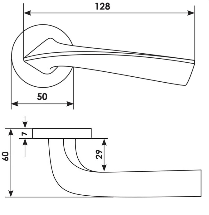 Ручка дверная COMETA R6 CRO раздельная на круглой розетке, цвет хром, ЦАМ фото купить в Пензе