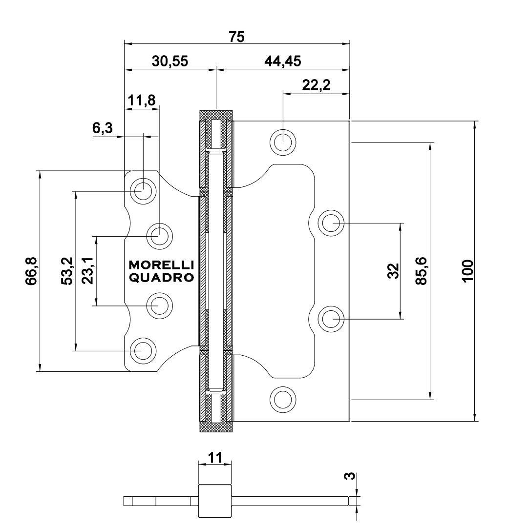 Петля карточная QUADRO-1 BL алюминиевая без врезки на квадратной оси, вес полотна до 30 кг, цвет черный фотомореллиПенза