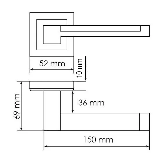 Ручка дверная SANIBEL MH-39 SN/BN-S раздельная на квадратной розетке, цвет белый никель/черный никель, ЦАМ фото купить в Пензе