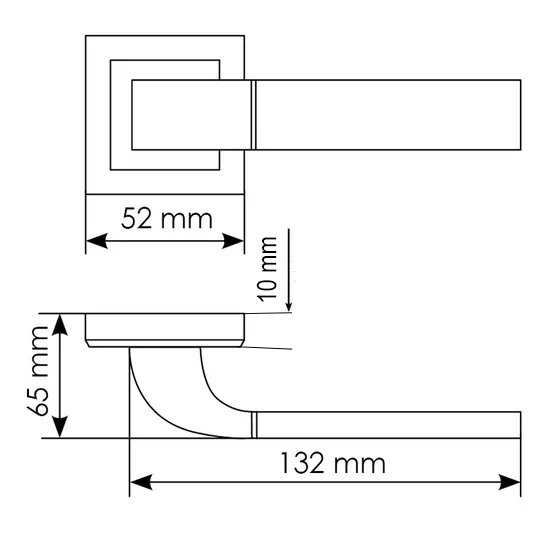 Ручка дверная W MH-27 SC/CP-S раздельная на квадратной розетке, цвет матовый хром/хром, ЦАМ фото фурнитура Пенза