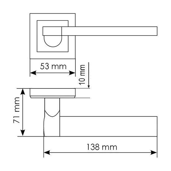 Ручка дверная AGBAR MH-21 SN/BN-S раздельная на квадратной розетке, цвет белый никель/черный никель, ЦАМ фото фурнитура Пенза