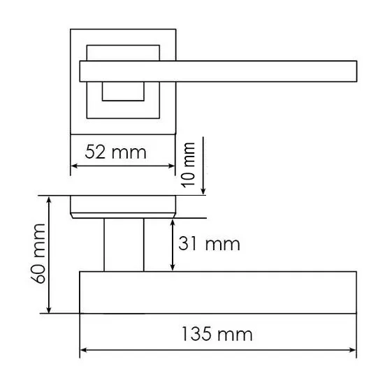 Ручка дверная SHAPE MH-38 SN/BN-S раздельная на квадратной розетке, цвет белый никель/черный никель, ЦАМ фото купить в Пензе