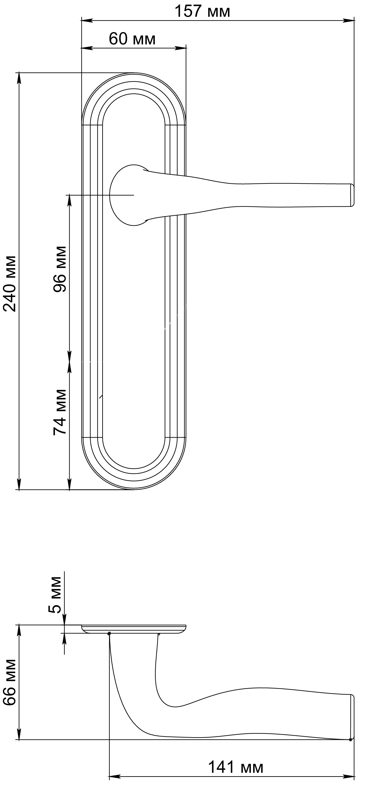 Ручка дверная LVB PLR SMI на планке, цвет Весенняя дымка/Spring Mist фото фурнитура Пенза