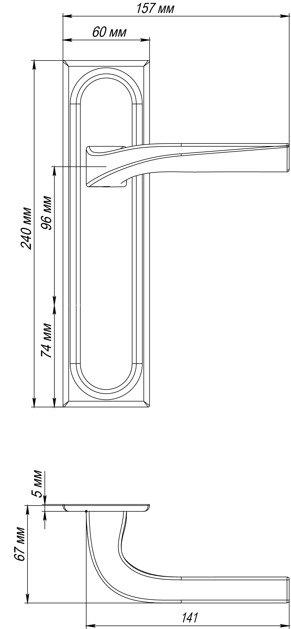 Ручка дверная WD CONCERT HALL PLS SST на планке, цвет Летняя гроза/Summer Storm фото фурнитура Пенза