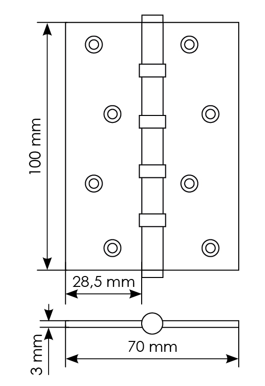 Петля карточная универсальная MBU 100X70X3-4BB COF латунь,врезная,цвет кофе фото купить в Пензе