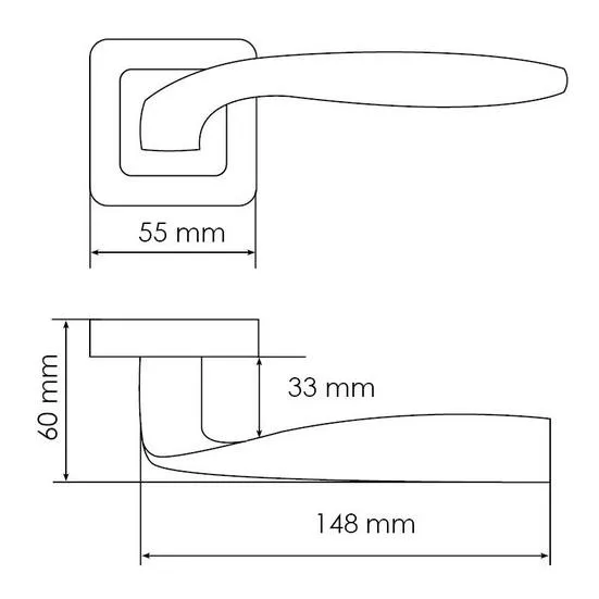 Ручка дверная SHELL MH-45 GR/CP-S55 раздельная на квадратной розетке, цвет графит/хром, ЦАМ Light фото купить в Пензе