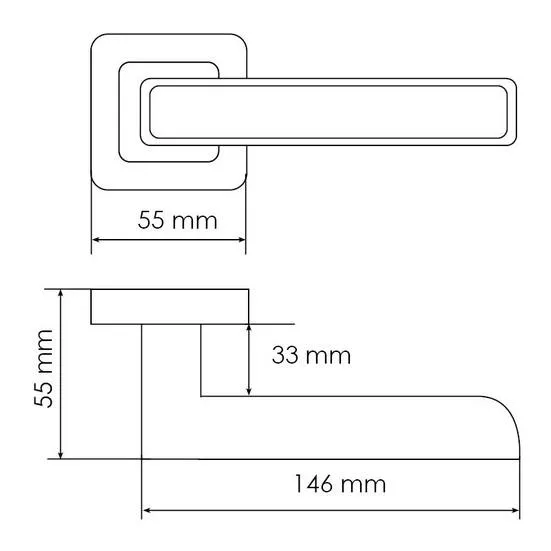 Ручка дверная FLEX MH-44 GR/CP-S55 раздельная на квадратном основании, цвет графит/хром, ЦАМ Light фото купить в Пензе