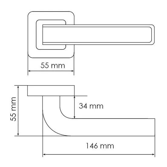 Ручка дверная EON MH-46 GR/CP-S55 раздельная на квадратной розетке, цвет графит/хром, ЦАМ Light фото фурнитура Пенза